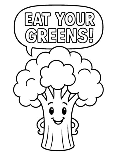 eat your greens vegetable coloring page