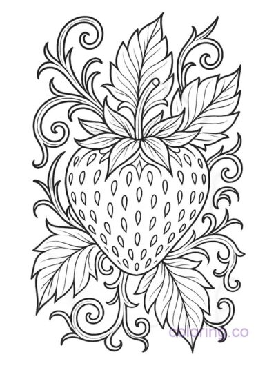 Intricate Gothic Strawberry Coloring Page for Adults