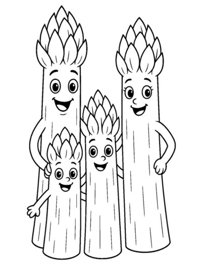 family of Asparagus coloring page