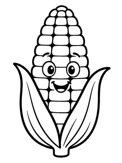 happy corn on the cob coloring sheet