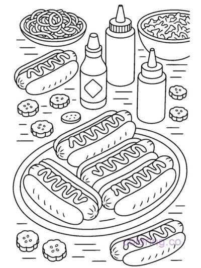 Fun Hotdog Coloring Page for Kids & Teens