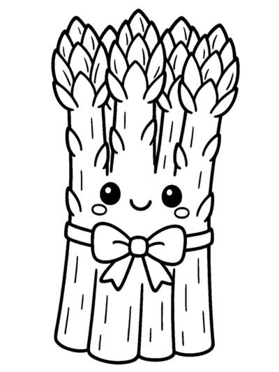 Kawaii asparagus coloring page
