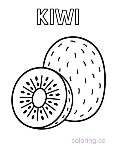 Cute Kiwi Fruit Coloring Page for Preschool Kids