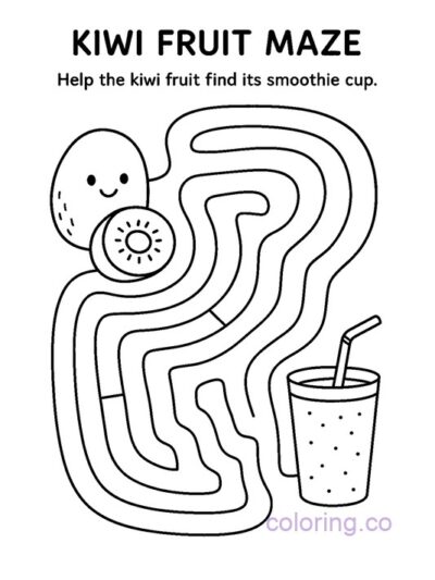 Fun Kiwi Fruit Maze for Kids - Printable Coloring Page