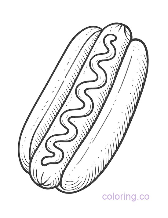 Realistic Hot dog Coloring page
