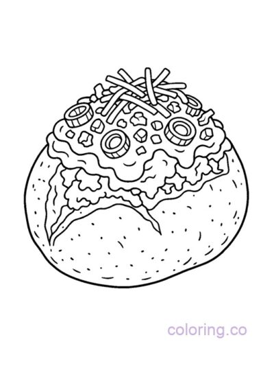 Fun Loaded Baked Potato Coloring Page for Kids