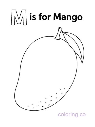M is for Mango Coloring Page for Kids