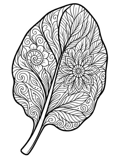 Mandala spinach leaf coloring page