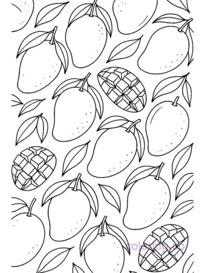 Mango Fruit Pattern Coloring Page for Teens