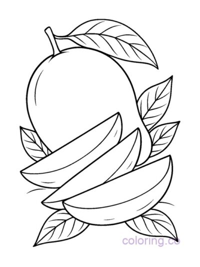 Fun Mango Slices Coloring Page for Kids