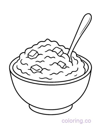 Fun Mashed Potato Bowl Coloring Page for Kids
