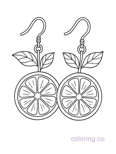 Trendy Orange Earrings Coloring Page for Teens