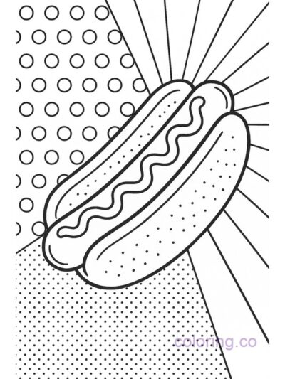 Vibrant Pop Art Hotdog Coloring Page for Kids