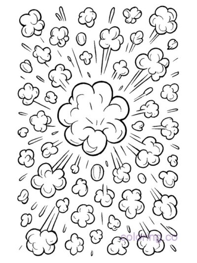 Popcorn Explosion Coloring Page for Kids