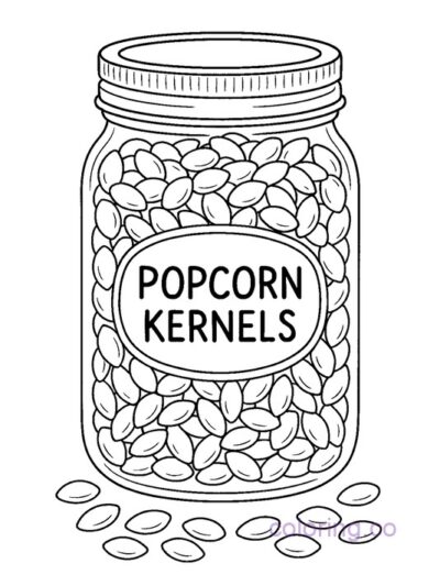 Popcorn Kernels Jar Coloring Page for Kids