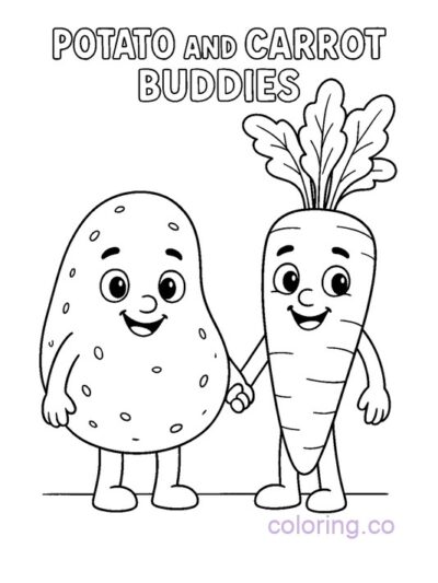 Potato and Carrot Buddies Coloring Page