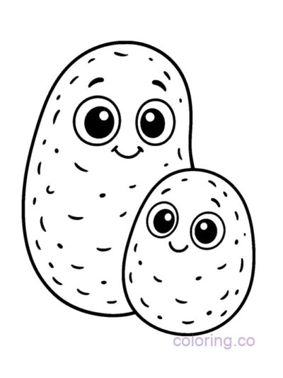 Adorable Potato Family Coloring Page for Kids