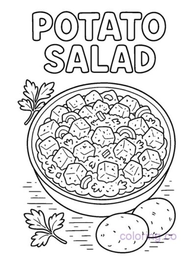 Fun Potato Salad Coloring Page for Kids