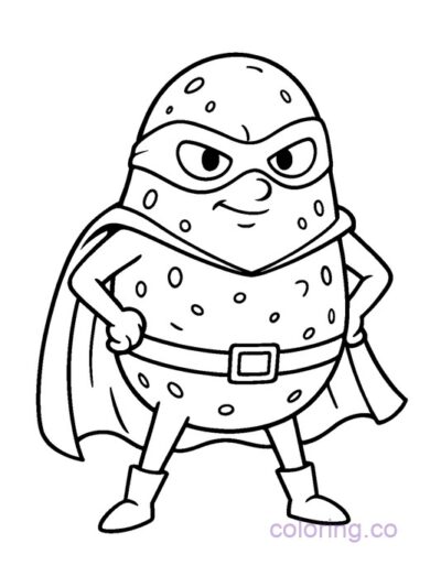 Fun Potato Superhero Coloring Page for Kids