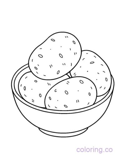 Kids' Easy Potatoes in a Bowl Coloring Page