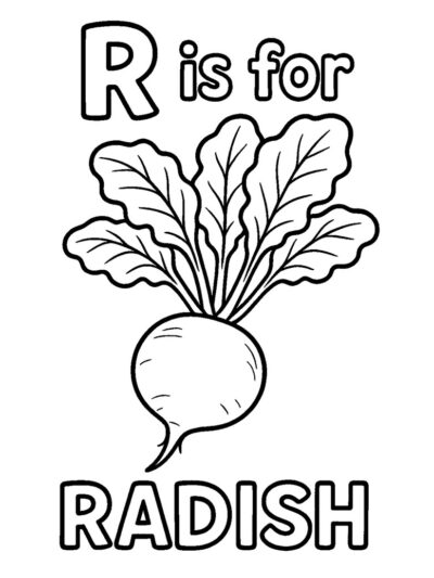 R is for Radish Coloring Page , free spelling printable