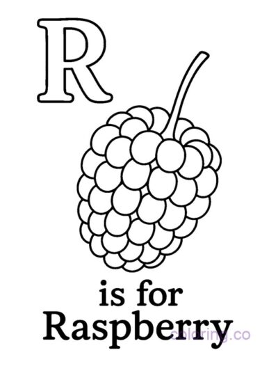 R is for Raspberry - Preschool Coloring Page