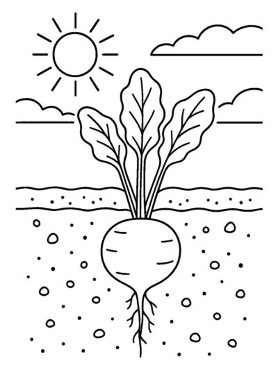 radish underground coloring page, garden coloring page free