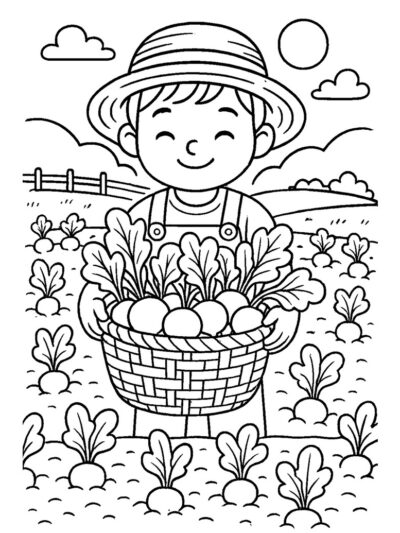 radish harvest kids coloring page