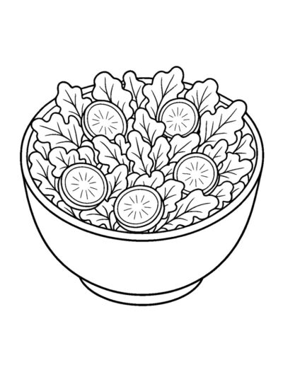 salad bowl with radishes coloring page