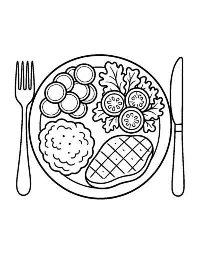 dinner plate with radish coloring page
