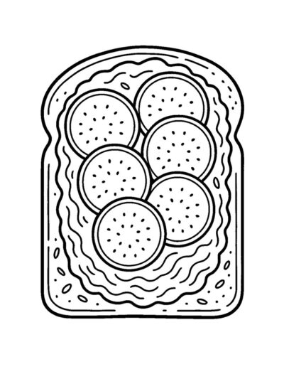 toast with radishes coloring page