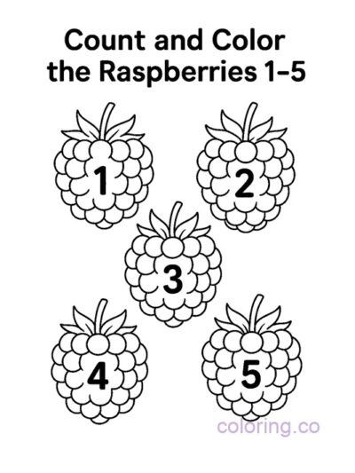 Fun Raspberry Count and Color Page for Kids