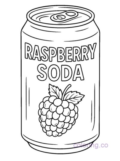 Fun Raspberry Soda Coloring Page for Kids and Teens