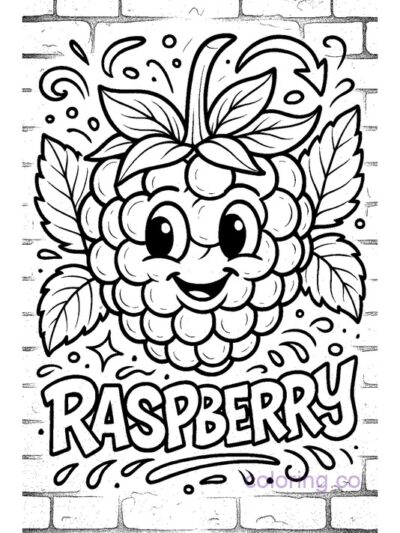 Fun Raspberry Street Art Coloring Page for Kids