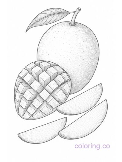 Realistic Mango Coloring Page for Adults