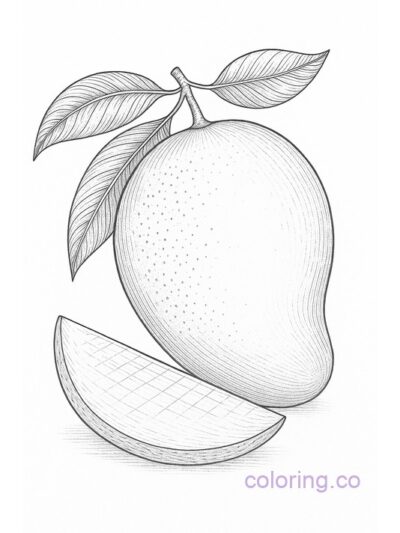 Realistic Mango Coloring Page for Adults
