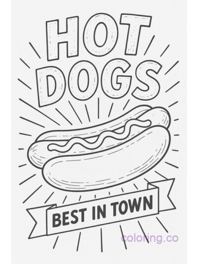 Vintage Hotdog Sign Coloring Page