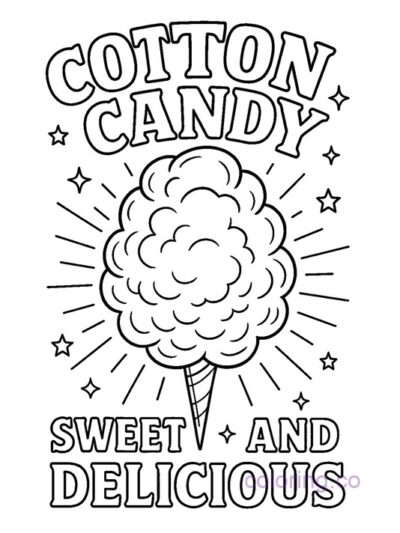 Retro Cotton Candy Coloring poster