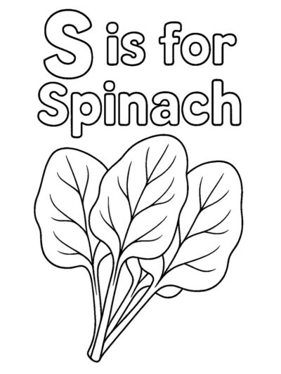 educational spinach coloring activity