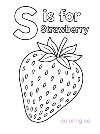 "S is for Strawberry Coloring Page for Kids"