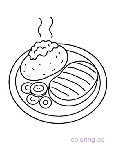 Simple Baked Potato Dinner Plate Coloring Page