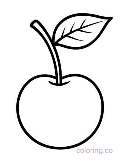 Simple Bold Cherry Coloring Page for Kids