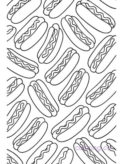 Fun Hotdog Pattern Coloring Page for Kids