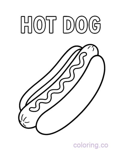 Simple Hotdog Coloring Page for Preschoolers