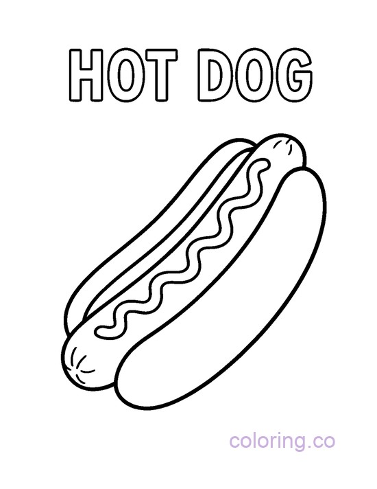 Simple Hotdog Coloring Page