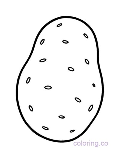Simple Potato Coloring Page for Kids with Bold Outlines