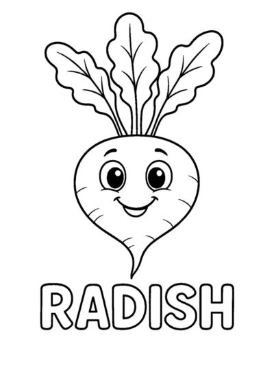 cute radish educational coloring page free