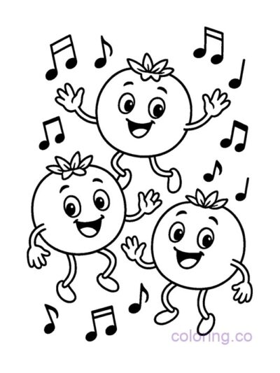 Adorable Singing and Dancing Blueberries Coloring Page