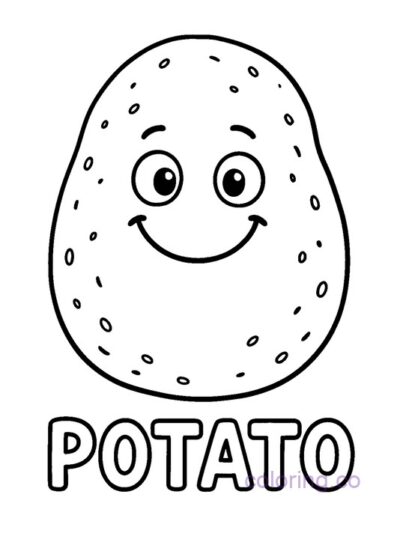 Adorable Smiling Potato Coloring Page for Kids