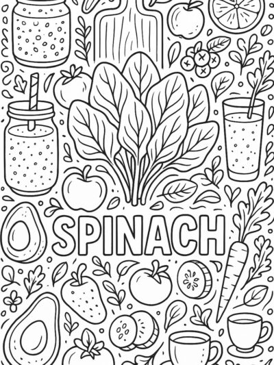spinach superfoods coloring page